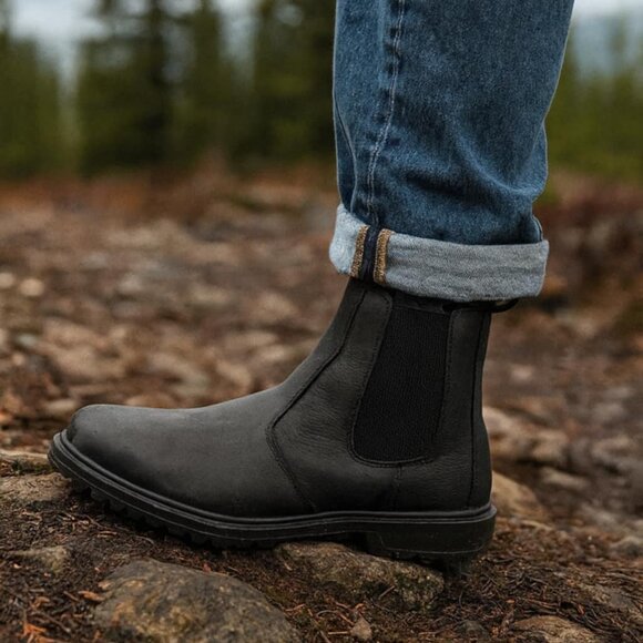 Baffin Eastern Chelsea Boots Mens 7 Black Leather Waterproof Slip Resistant $228 - Picture 6 of 6